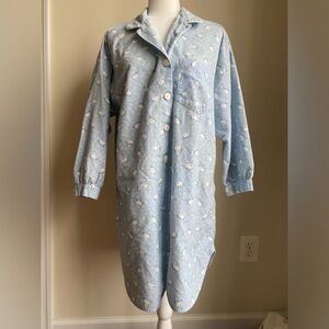 Blue flannel Lanz Floral Women's Pajama Shirt